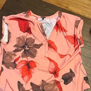 Express Pink and Brown Floral Blouse